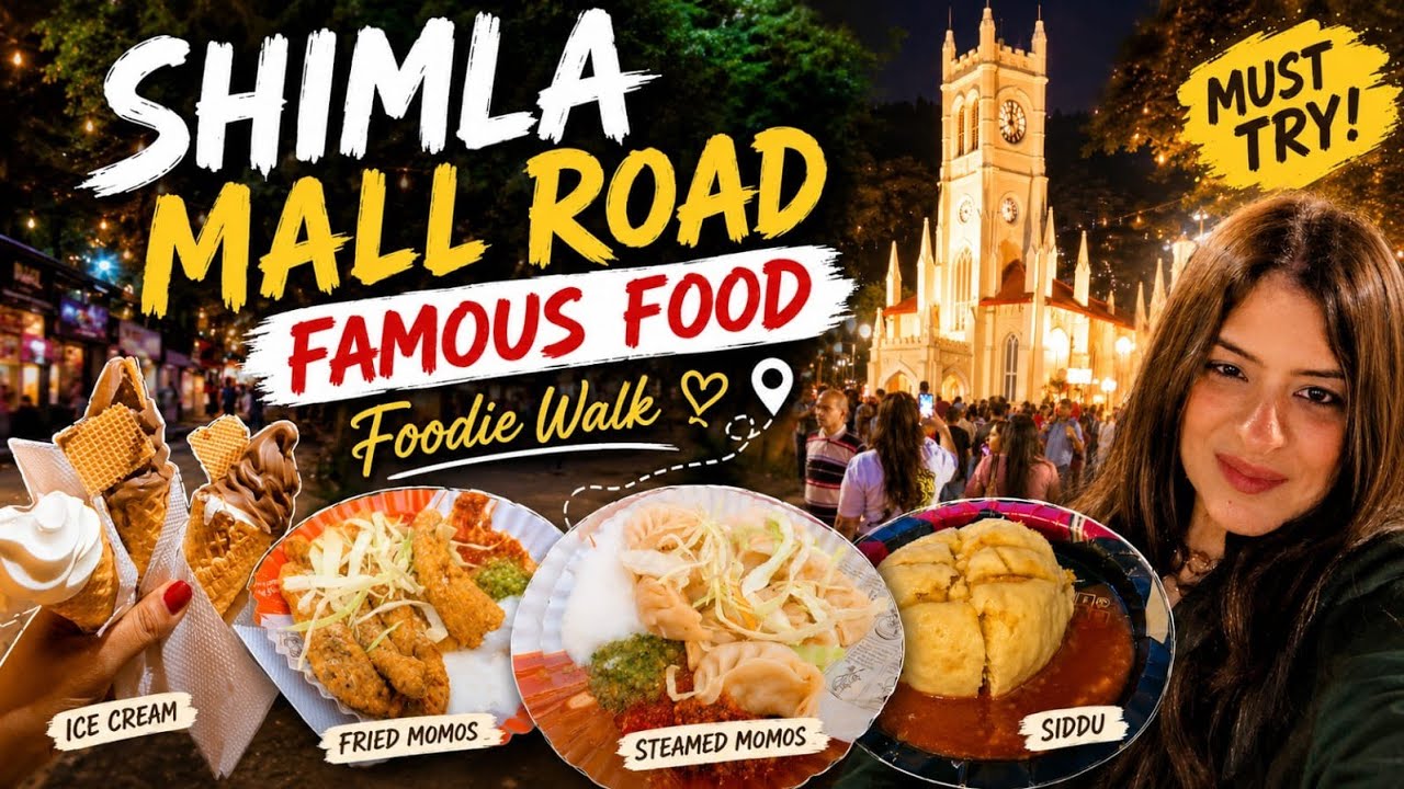 SHIMLA MALL ROAD FAMOUS STREET FOOD |Shimla In Summer | Pastry, Bun Chole, Ice-cream, Momos, 