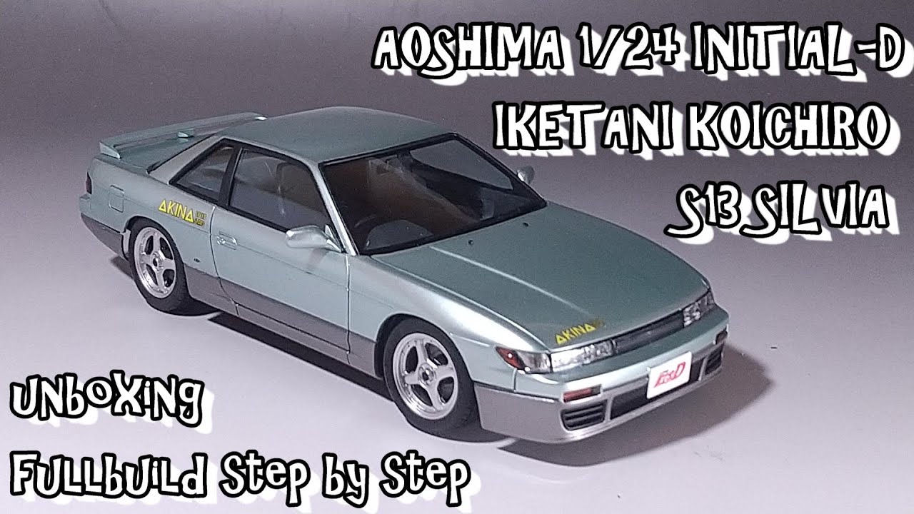 unboxing fullbuild AOSHIMA 1/24 INITIAL-D IKETANI KOICHIRO S13 SILVIA Scale Car Plastic Model