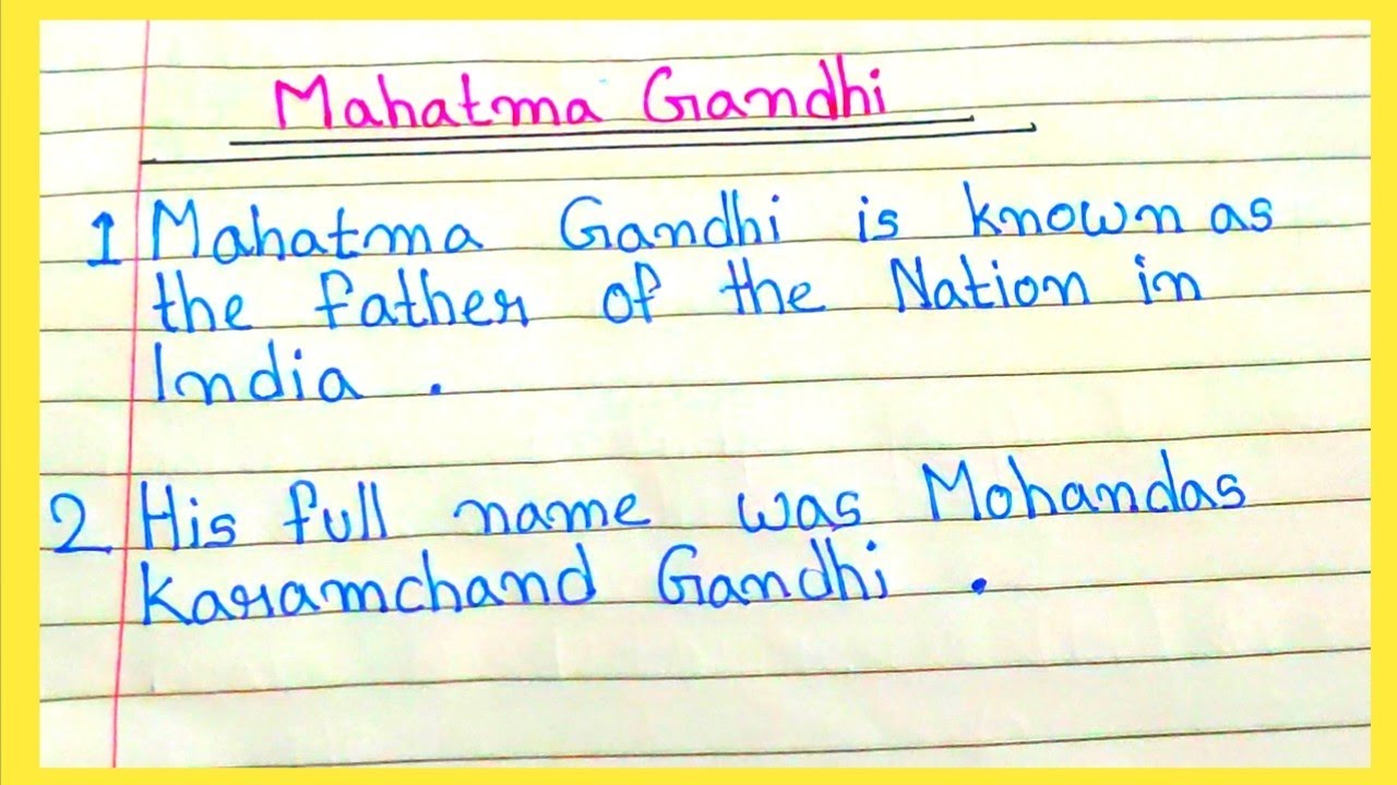 10 lines on Mahatma gandhi in english|| english essay on Mahatma gandhi|| gandhi jayanti essay|•
