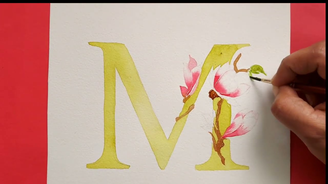 This Simple Tutorial Shows You How to Paint a Monogram in Just 10 Minutes | Letter M Floral Monogram