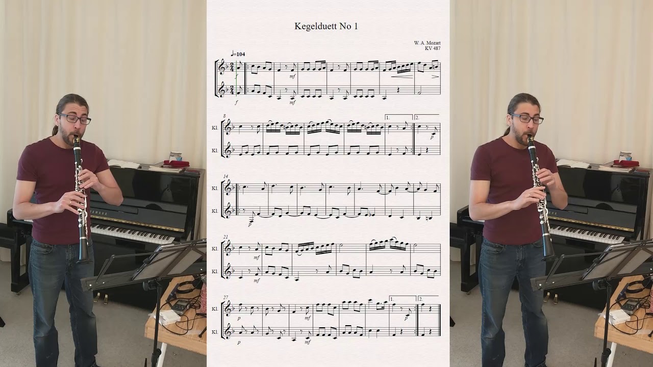 Mozart Kegelduett No 1 (playalong) für zwei Klarinetten