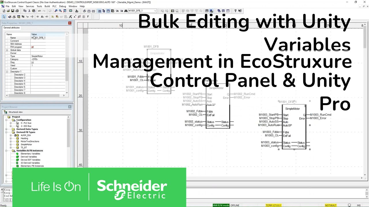 Bulk Editing with Unity Variables Management in EcoStruxture Control Expert & Unity Pro