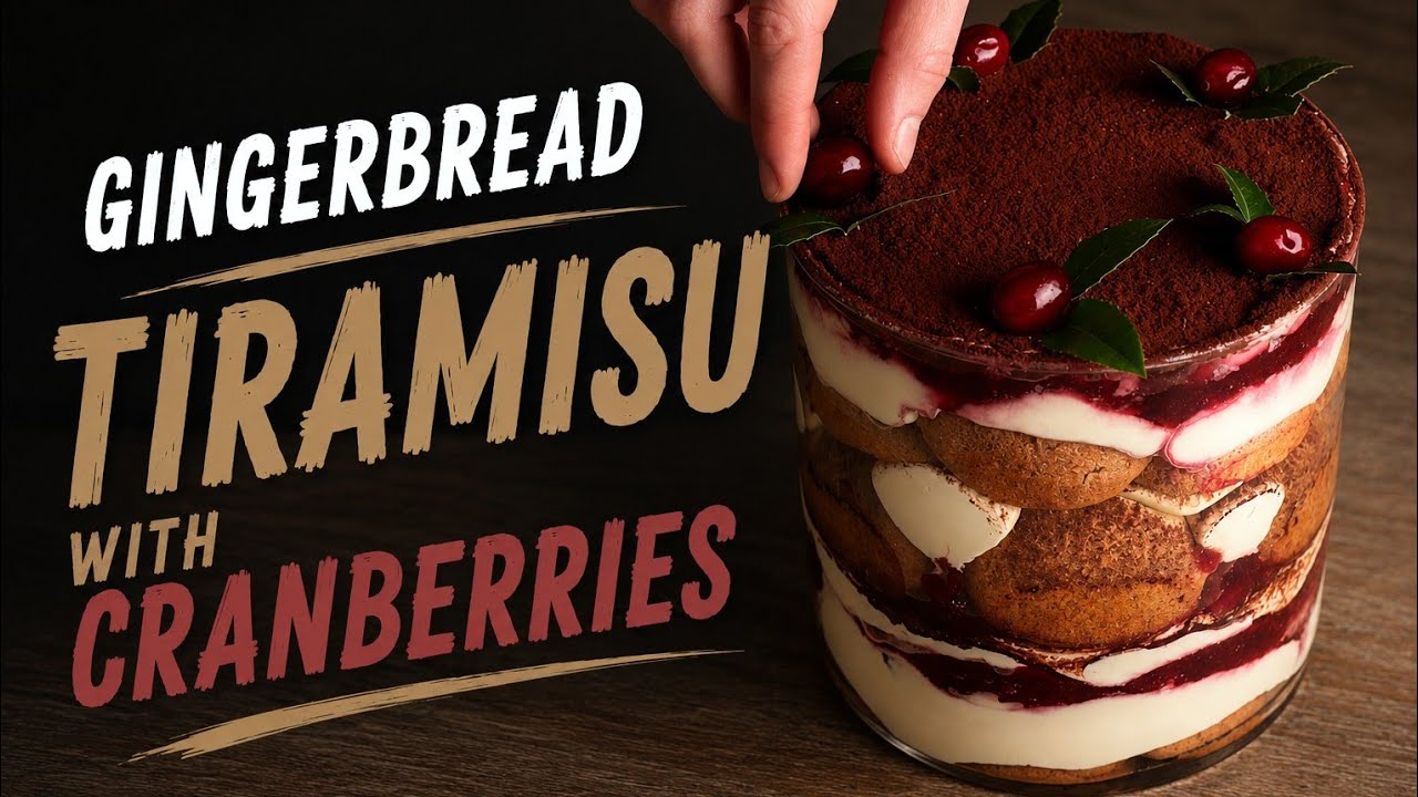 Gingerbread Tiramisu with Cranberries | Christmas Tiramisu Recipe | #holidaybaking #tiramisu