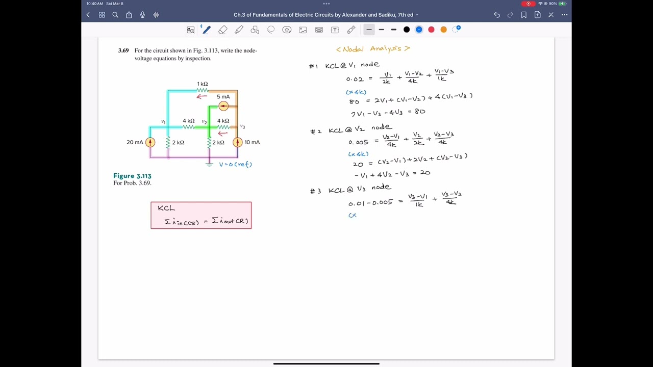 Problem 3.69 (3) Nodal Analysis, Fundamentals of Electric Circuits, 7th ed, Alexander / Sadiku