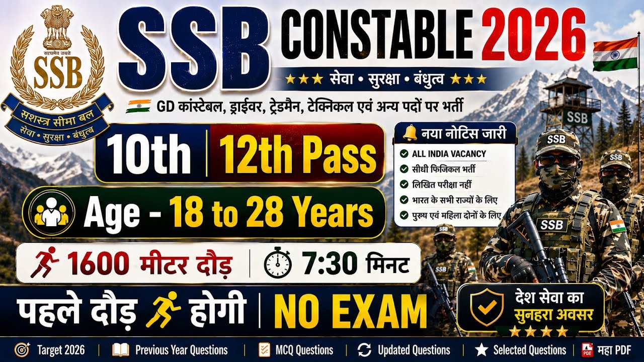 SSB Constable GD भर्ती 2026 | SSB New Vacancy 2026 | SSB Tradesman Vacancy 2026 | New Vacancy 2026
