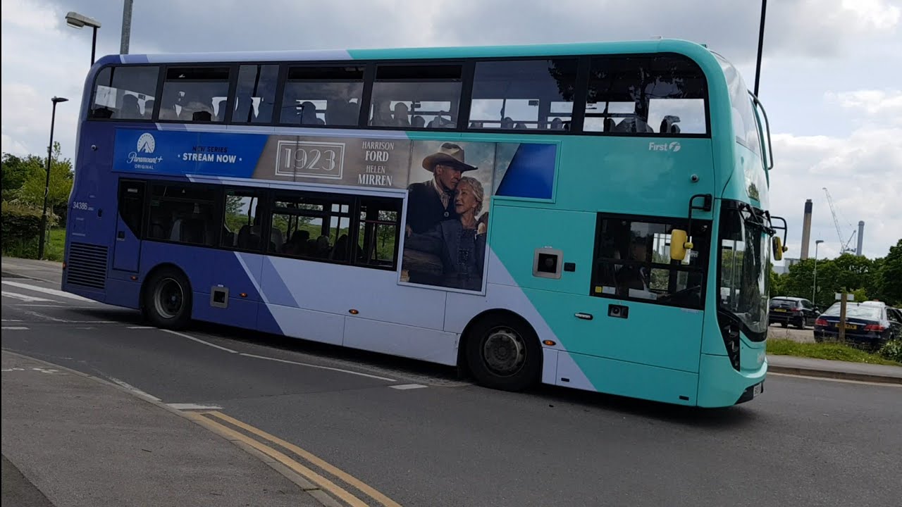 Full Ride: Bus Route 7 Britwell - Heathrow Terminal 5. First Enviro400 MMC 34386 (SK19 EMJ)