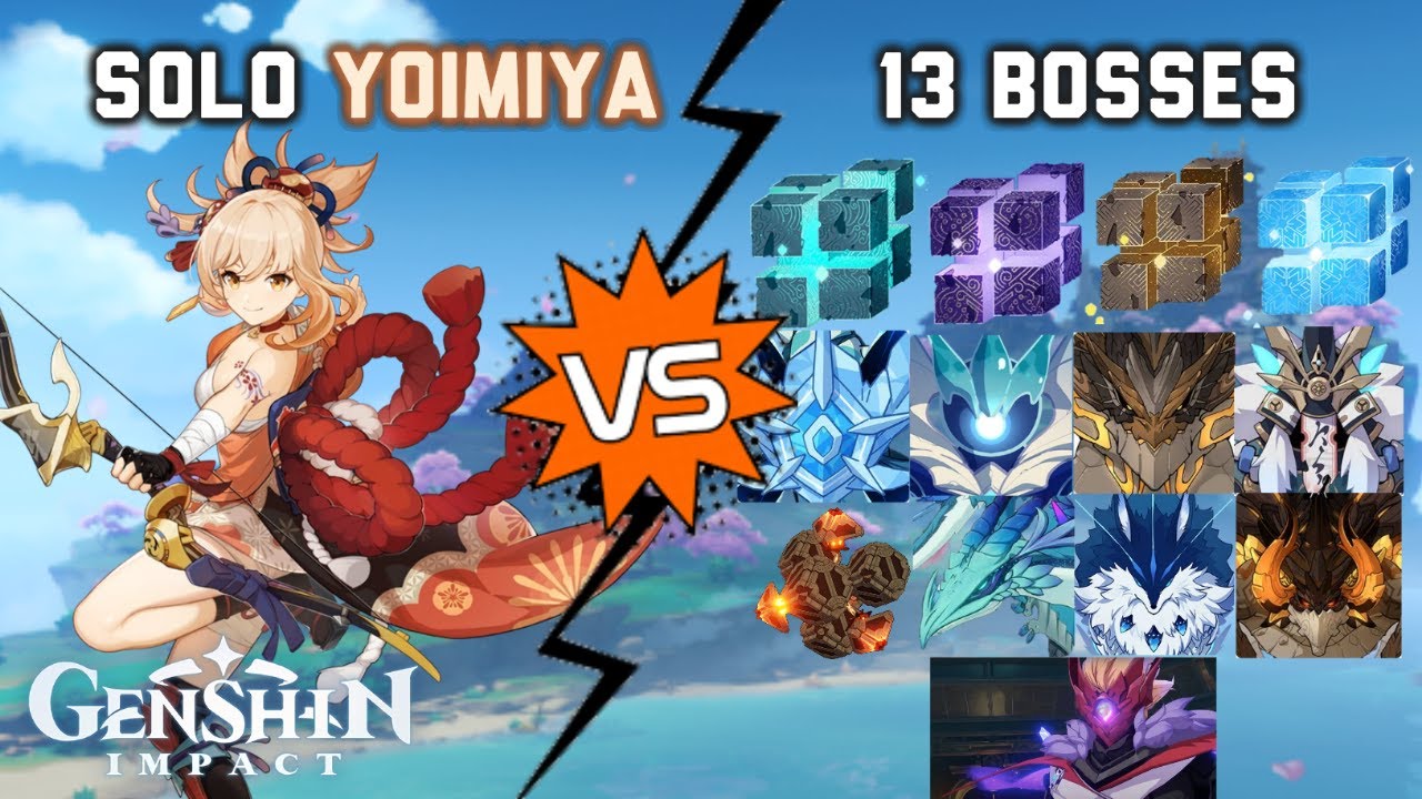 Solo C0 Yoimiya vs 13 Bosses Without Food Buff | Genshin Impact