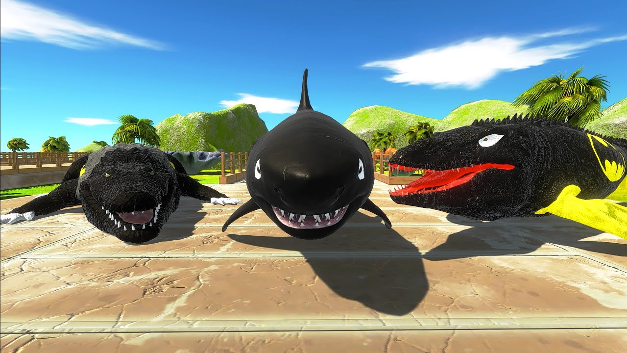 FPS AVATAR DEATH RUN vs BATMAN MEGALODON TEAM FPS PERSPECTIVE - Animal Revolt Battle Simulator