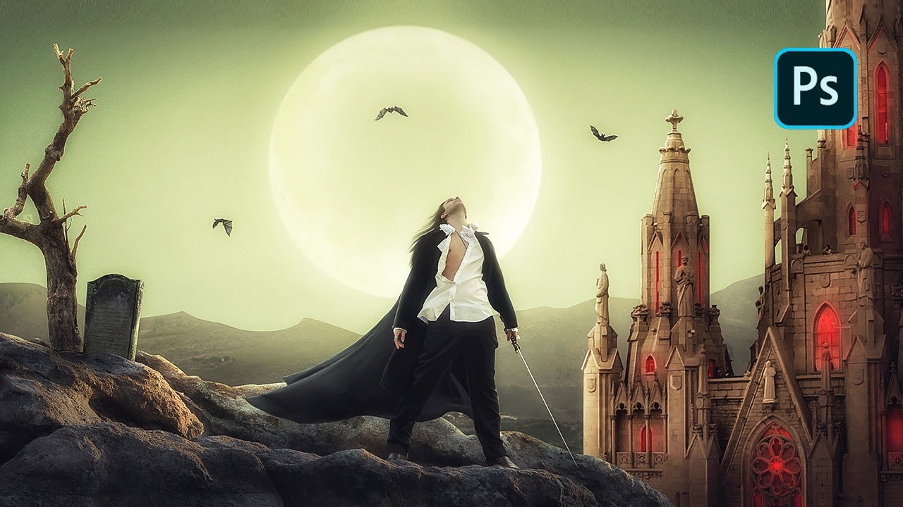 Become Dracula - Photoshop manipulation tutorial ( free PSD file Download )