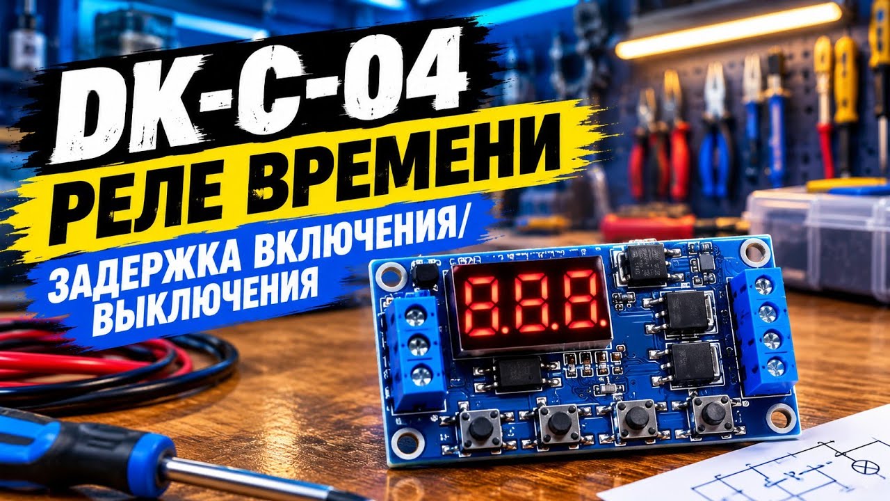 Реле времени DK-C-04. Задержка включения, выключения, цикл