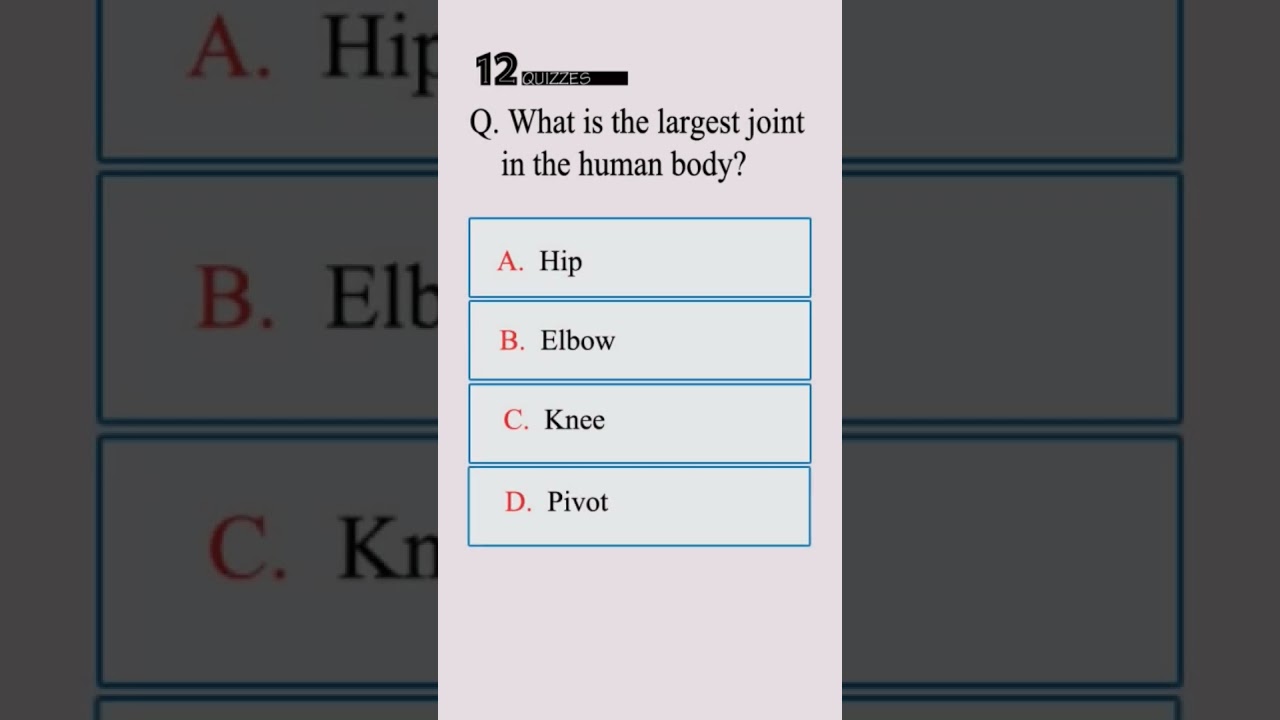 Know Your Body | What is the largest Joint in the Human Body? | #quiz #quizzes  #generalknowledge