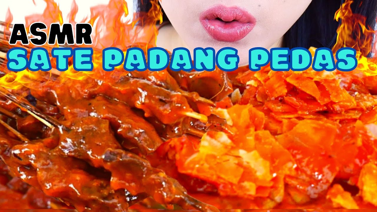 ASMR SATE PADANG PEDAS PAKE KERIPIK BALADO + RAMBAK🤤🔥