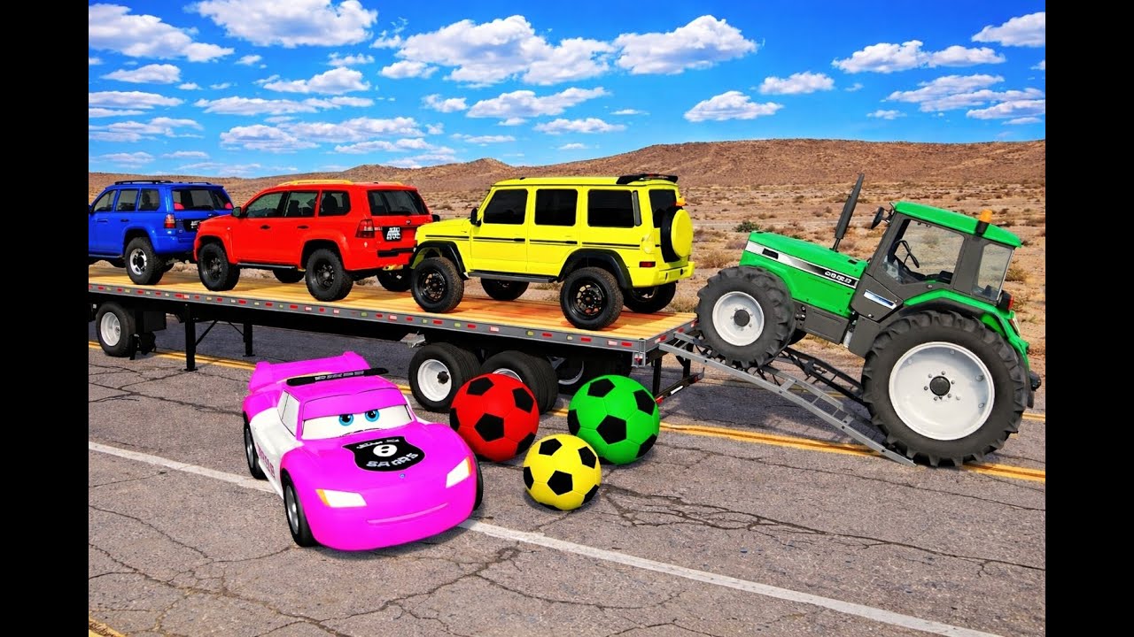 Flatbed Truck Mcqueen | Transportation with Truck - Pothole vs Car- BeamNG.Drive