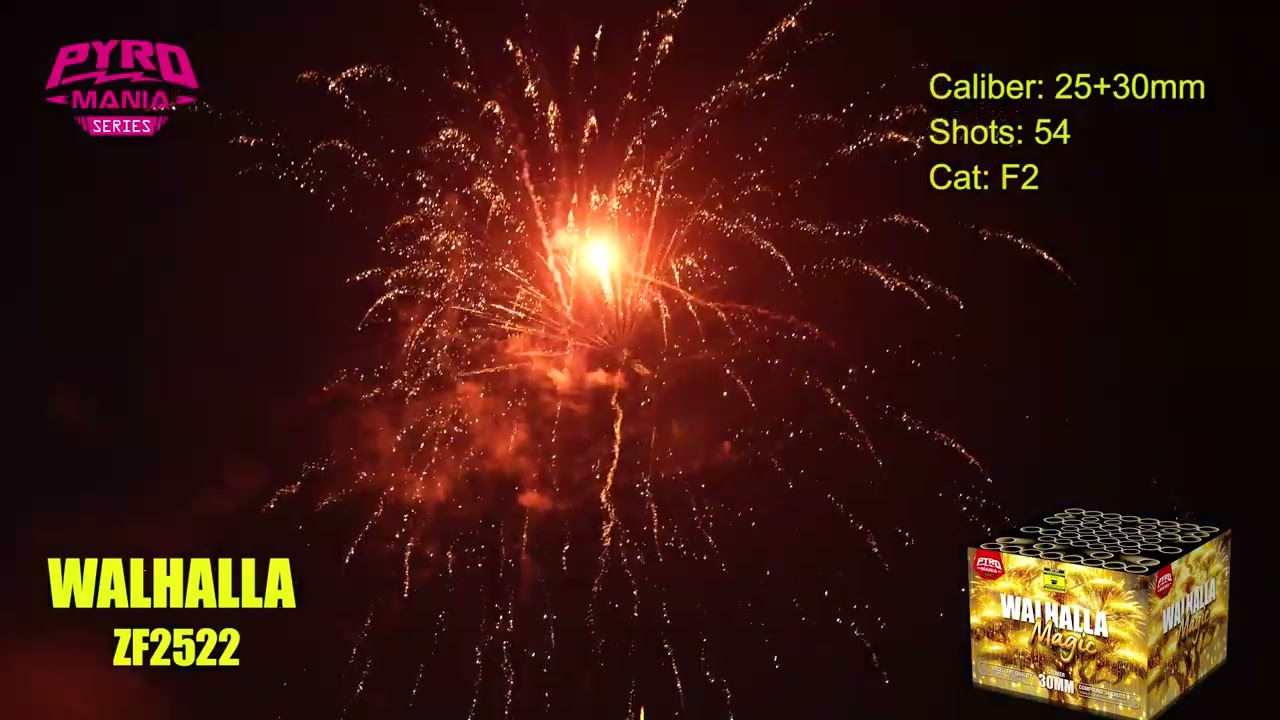ZF2522 / WALHALLA / 54 SHOTS / 25+30MM Pyromania Compound Cake Fireworks #pyro #pyromania