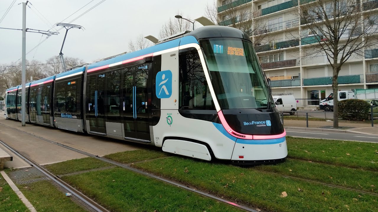Tramway Ligne 1🚋Citadis X05 305 TW20 IDFM : Asnières - Quatre Routes➡️Escadrille Normandie-Niémen