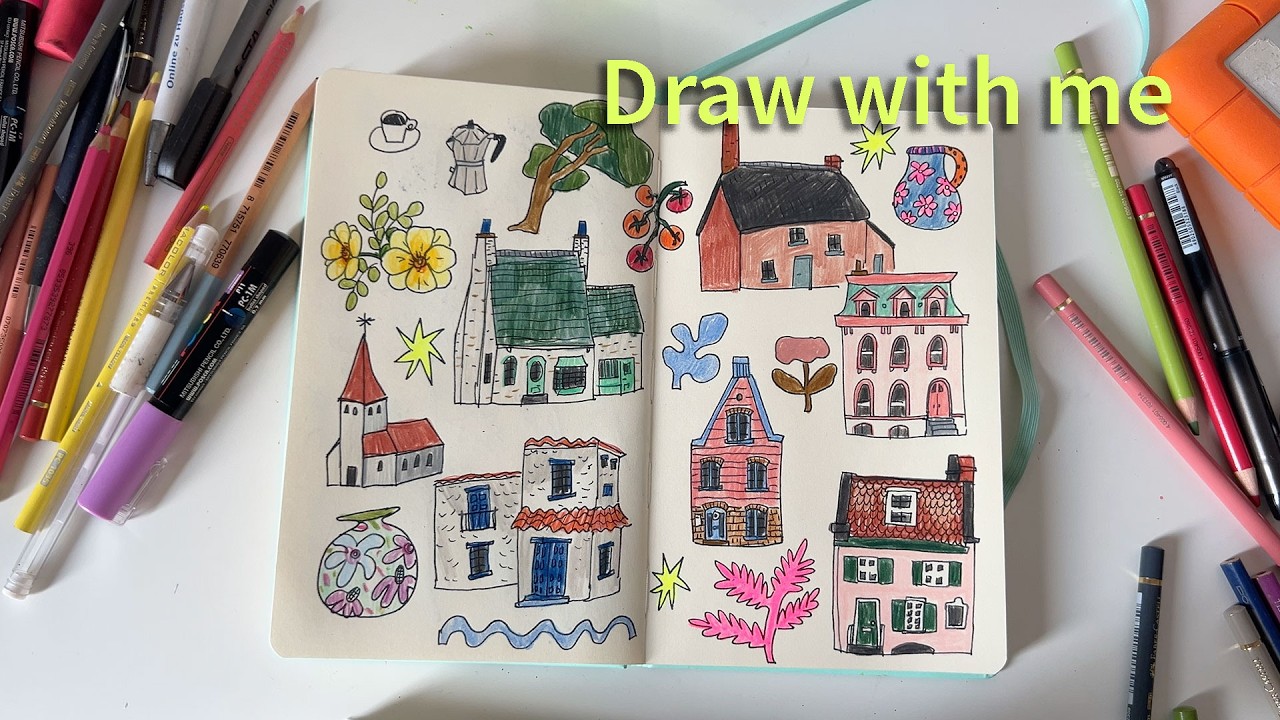 50 Minuten Häuser zeichnen | einfache Skizzenbuch doodles ✮⋆˙