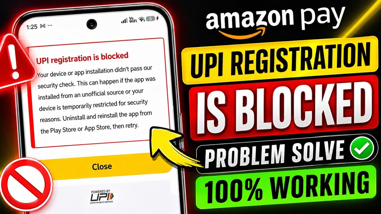Upi Registration Is Blocked In Amazon Pay | Amazon Pay Upi Registration Blocked Problem Solve