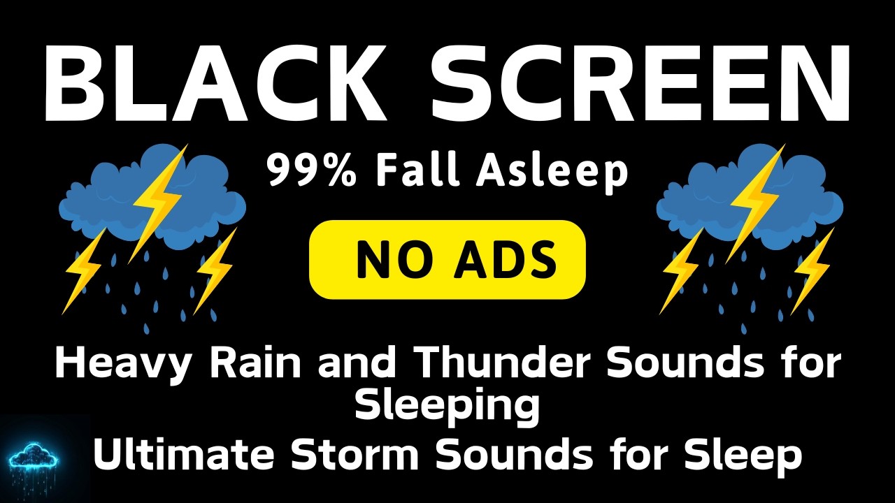 🔴 Heavy Rain and Thunder Sounds for Sleeping - Black Screen No Ads | Ultimate Storm Sounds for Sleep
