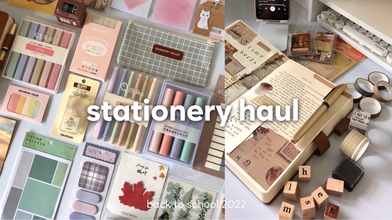 huge shopee stationery haul (back to school 2022) vintage journal materials, highlighters, memo pads