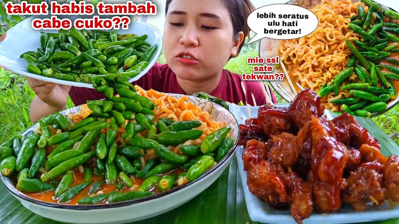 1 PIRING 100 CABE ⁉️ MAKAN RAWIT MENTAH MIE SINGAPORE SPICY LAKSA SATE TEKWAN MUKBANG