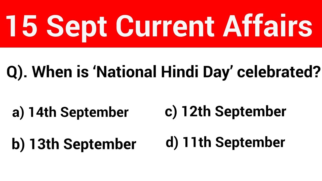 15 September 2020 Current Affairs in English | Current Affairs in English