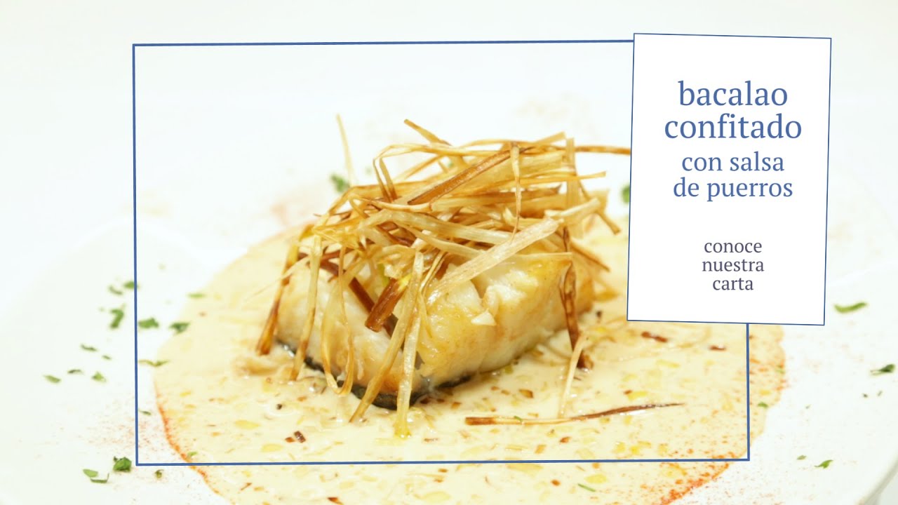 Bacalao confitado con salsa de puerros