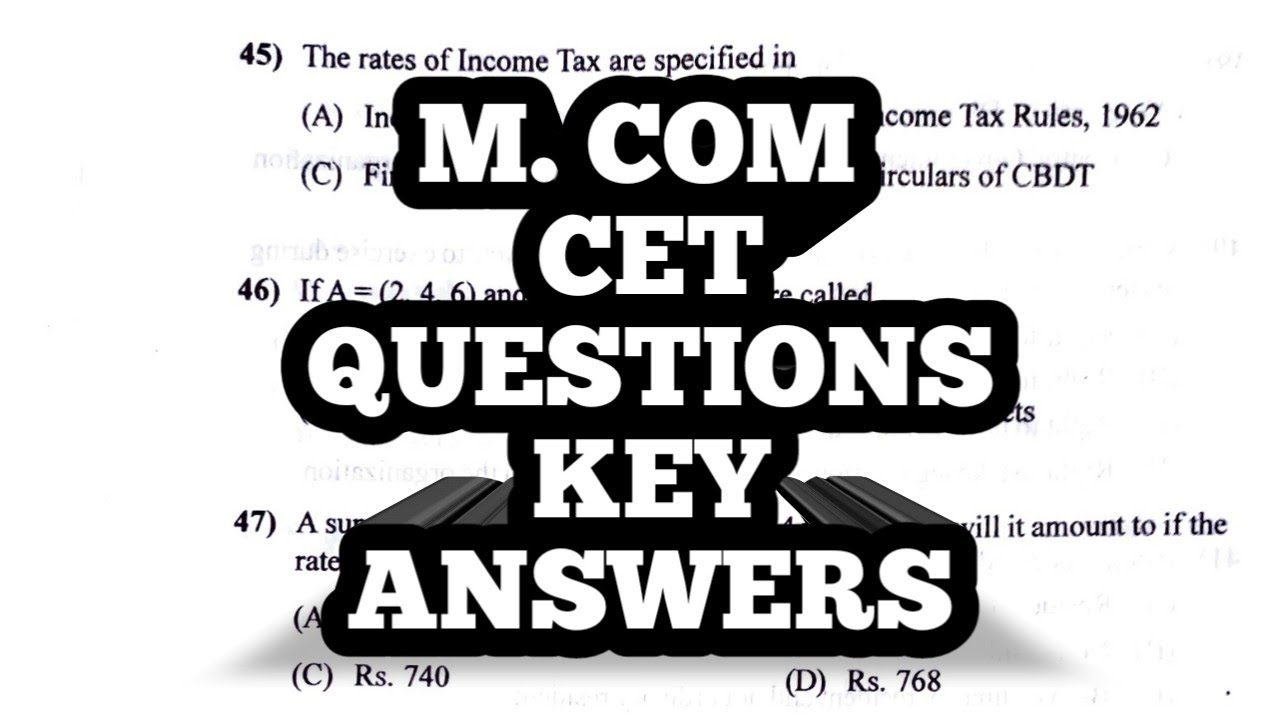 M. com CET question paper key answers 2021
