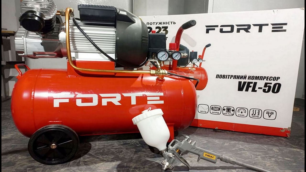 Компрессор Forte VFL-50 - бюджетный двухцилиндровый компрессор