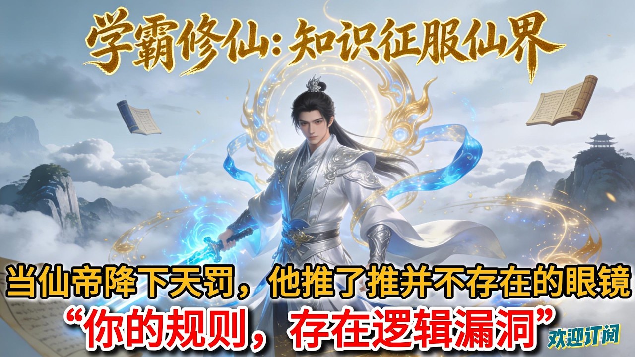 《学霸修仙，知识征服仙界》当仙帝降下天罚，他推了推并不存在的眼镜，在卷轴上写下终极答案：“你的规则，存在逻辑漏洞。”#玄幻 #爽文