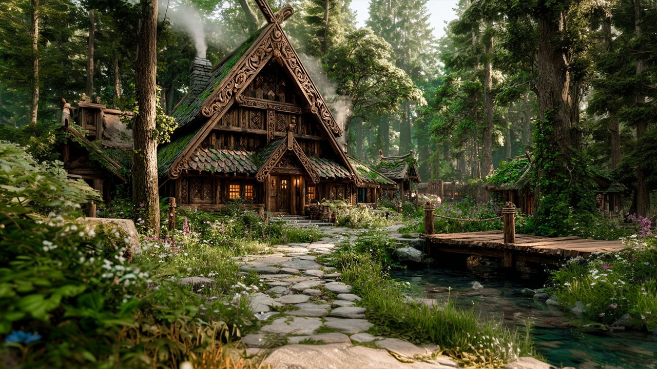 Riverside Celtic Cottage | Celtic Medieval Music & Relaxing Fantasy Ambience