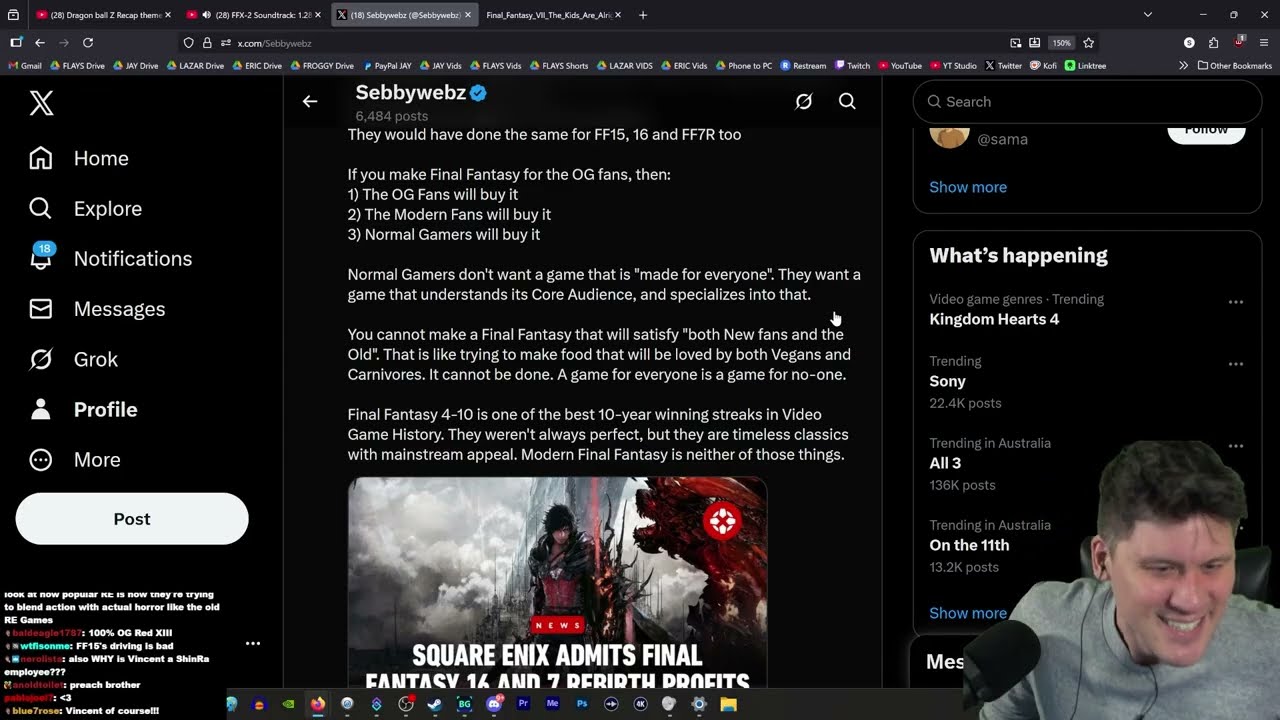 Реакция на современную драму Final Fantasy: продолжение саги о Final Fantasy в Twitter