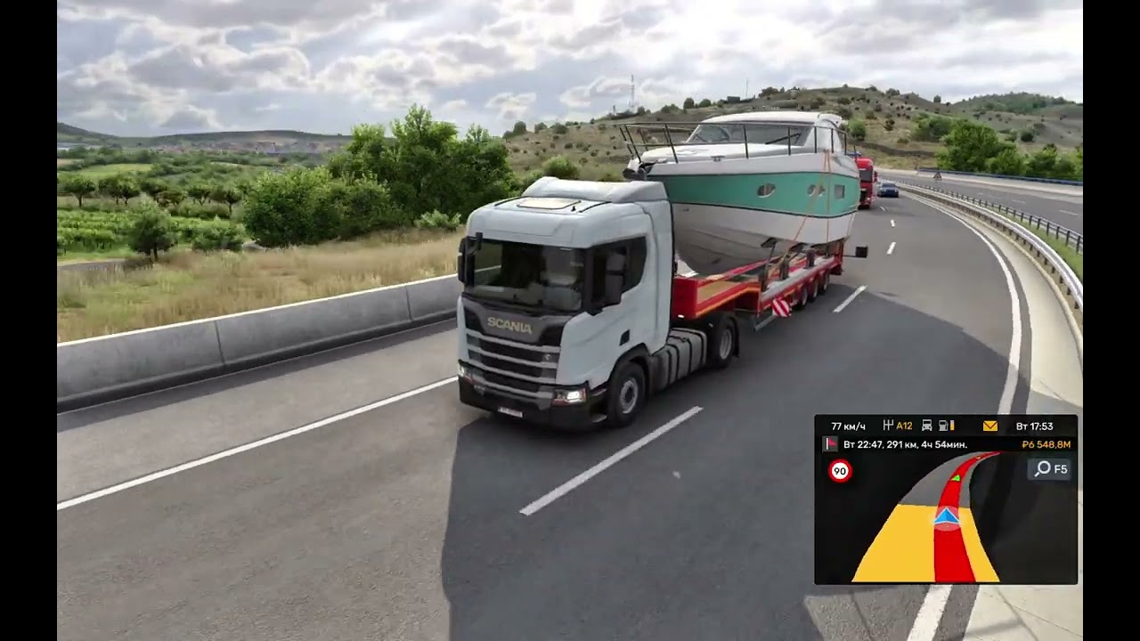 Везу огромную яхту в Euro Truck Simulator 2