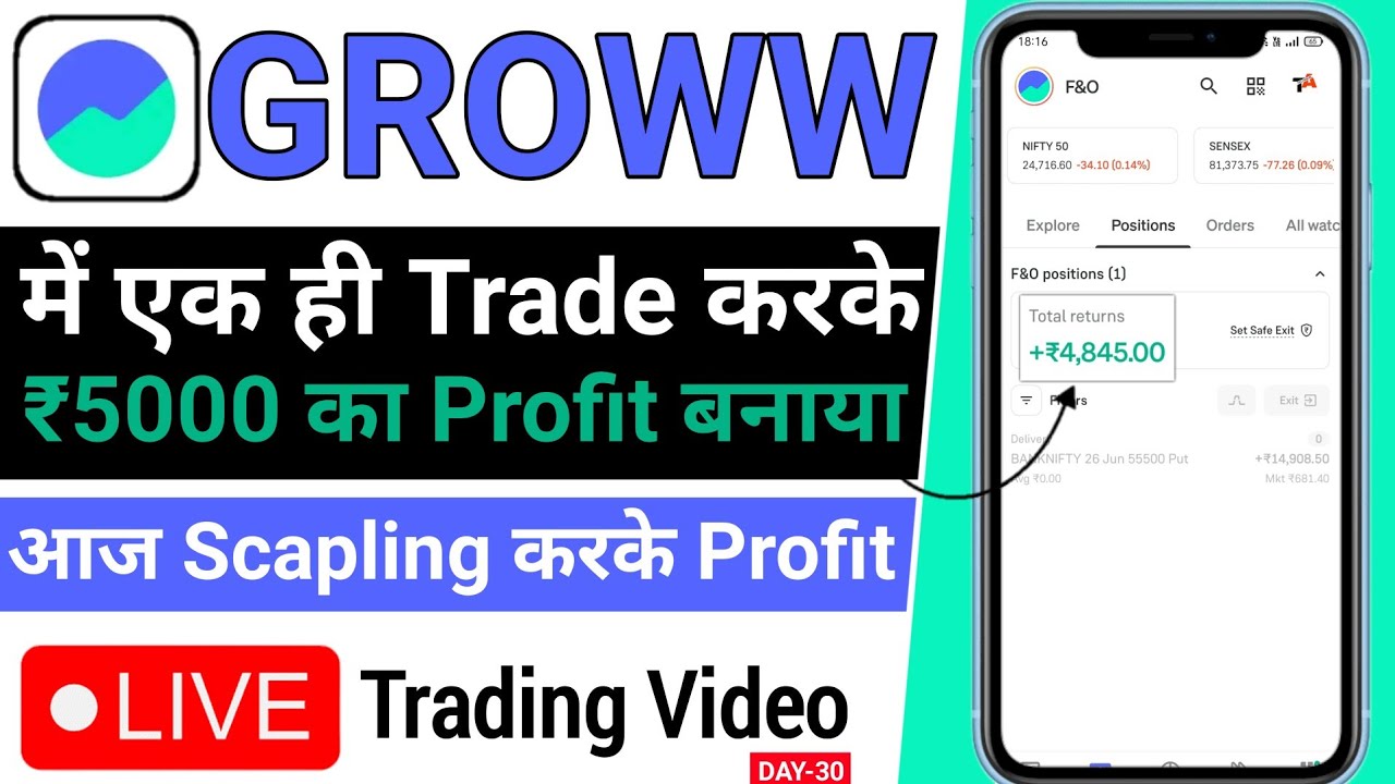 Using 10L Capital 5000 Rs Profit |🔴Live Option Trading For Beginners | F&O trading live in groww app