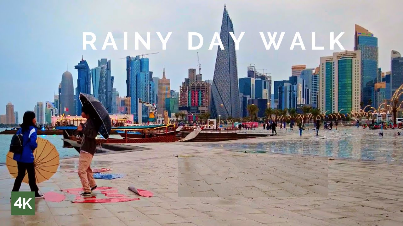 Qatar Rain | Qatar 4K walks | winter in Doha | Walking tour 4k hdr 60fps