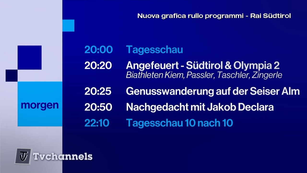 Rullo programmi dal 2026 - Rai Südtirol HD