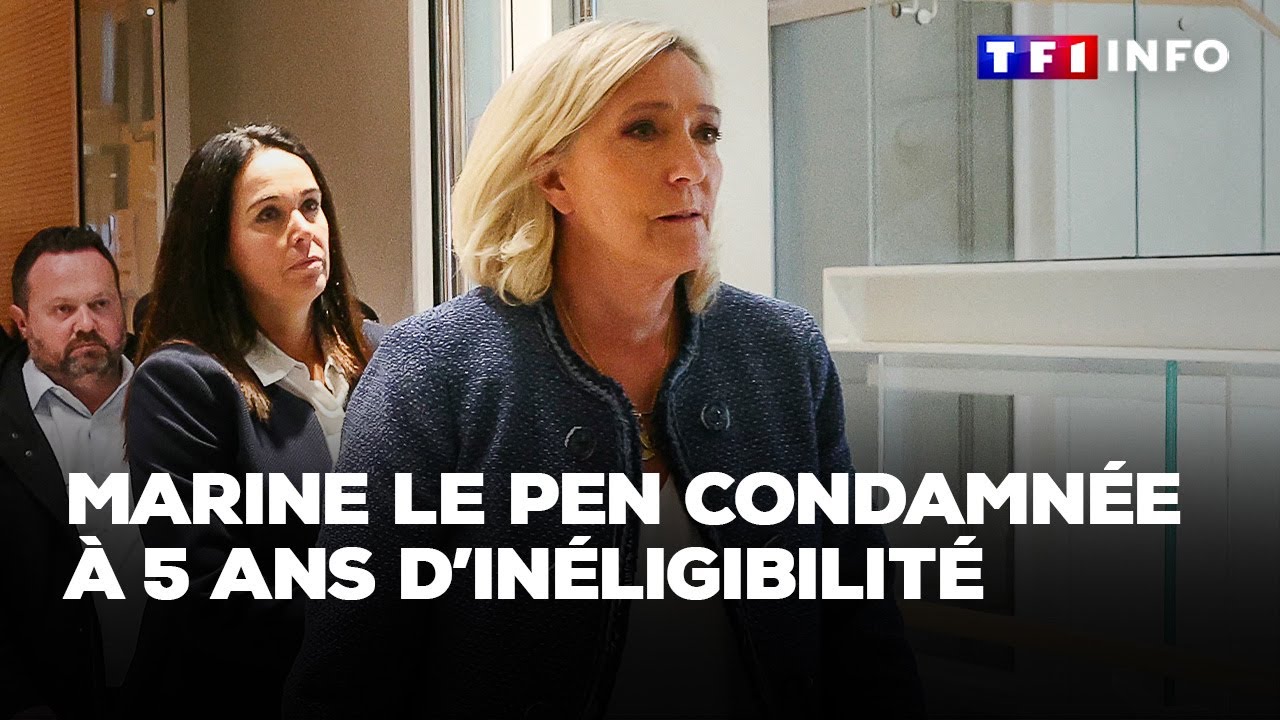 Marine Le Pen condamnée à 5 ans d'inéligibilité immédiate et 4 ans de prison dont 2 ferme｜TF1 INFO
