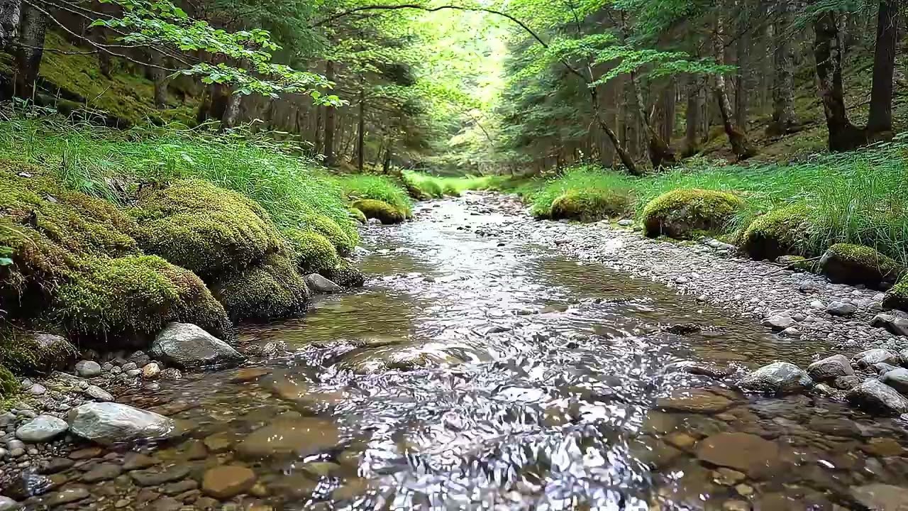 Piano Beside a Long Quiet Stream | Calm Nature Ambience for Deep Relaxation