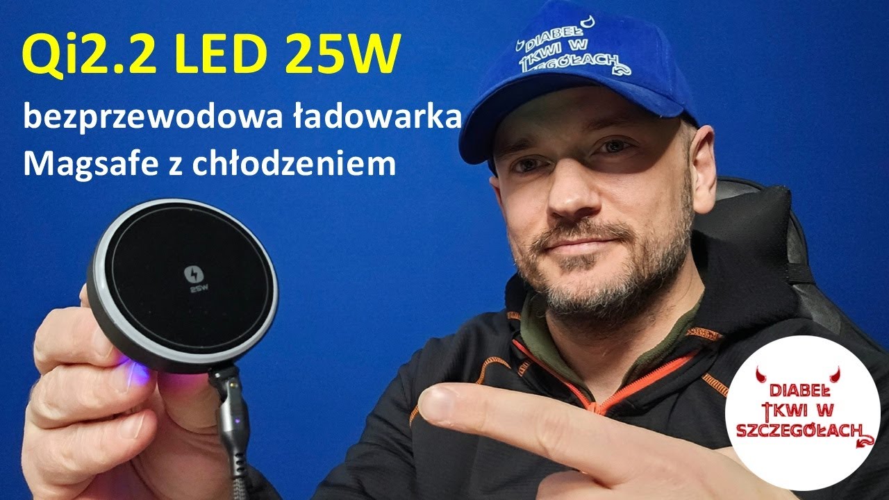 Magnetyczna ładowarka bezprzewodowa, Magsafe  LED Qi2.2, 25W do iPhone'a