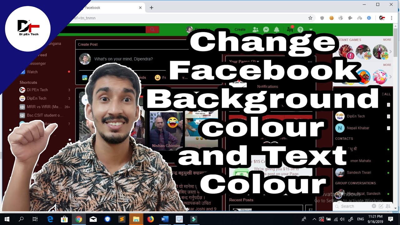 How To Change Facebook Background Color / Text Color And Theme