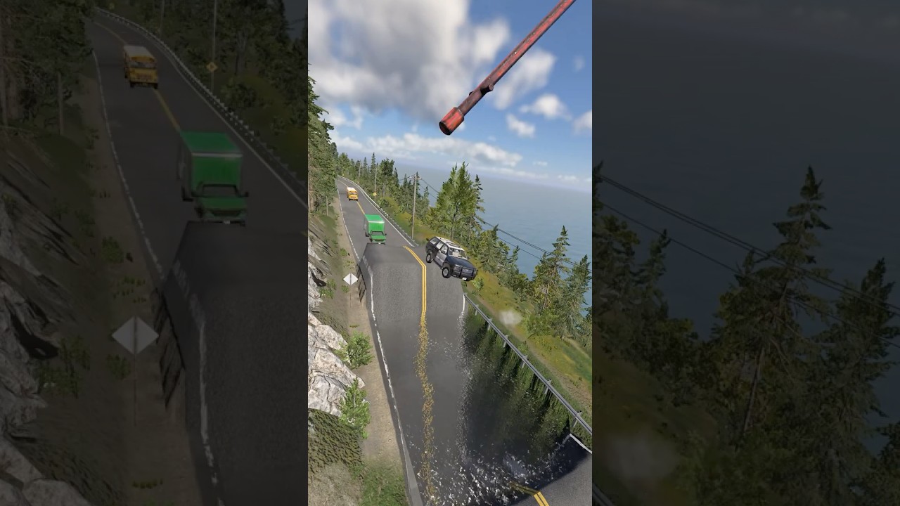 Fire Truck & Police Car & Delivery Van & School Bus vs Giant Hammer 😱 BeamNG.drive