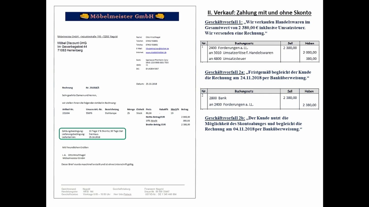 Buchf&uuml;hrung 14: Zahlung mit und ohne Skonto