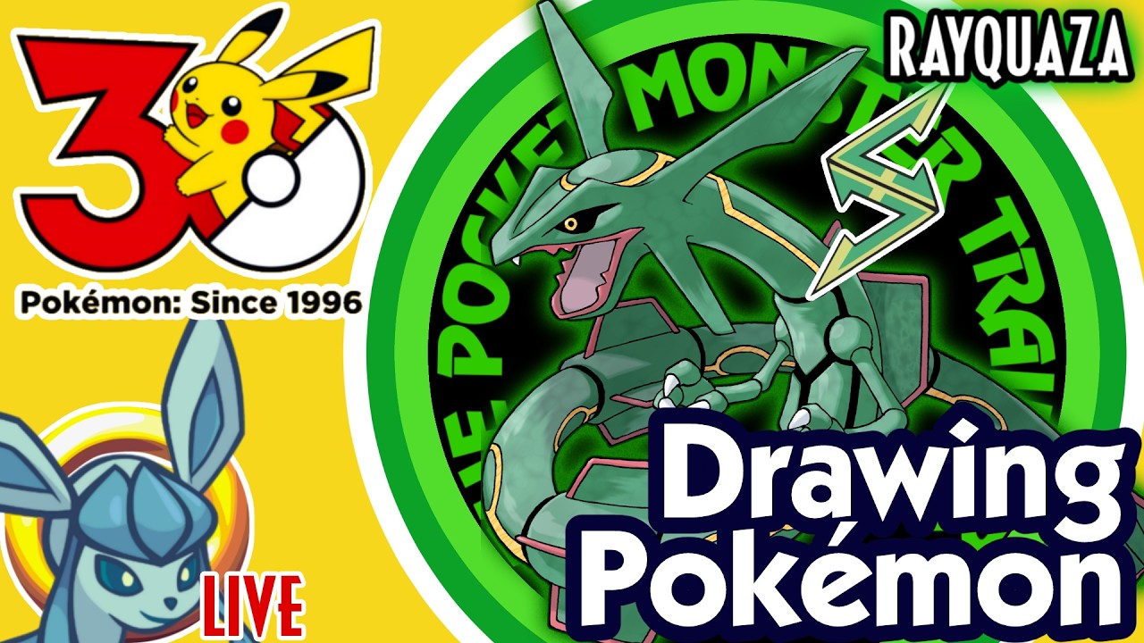Drawing Pokémon From Each Game: Rayquaza (Pokémon 30th Anniversary) !discord !newvid