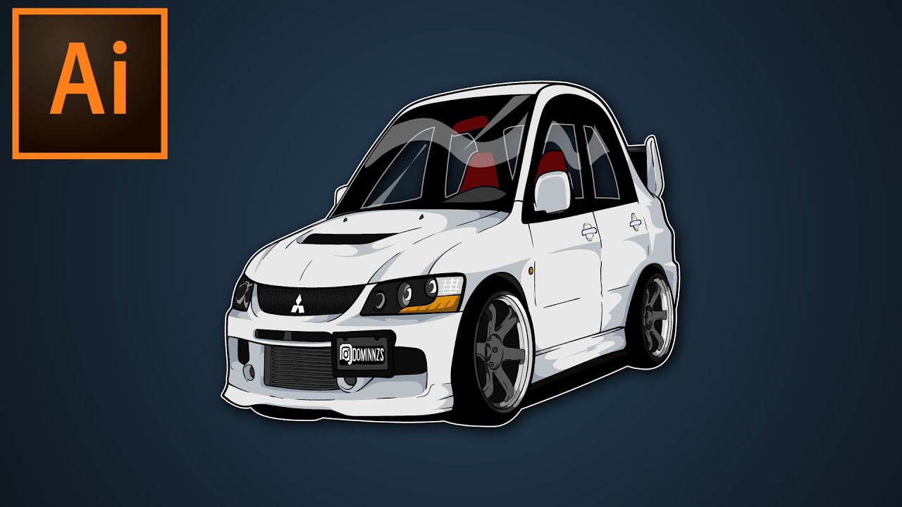 Mini car Cartoon car Speed Art - Adobe Illustrator
