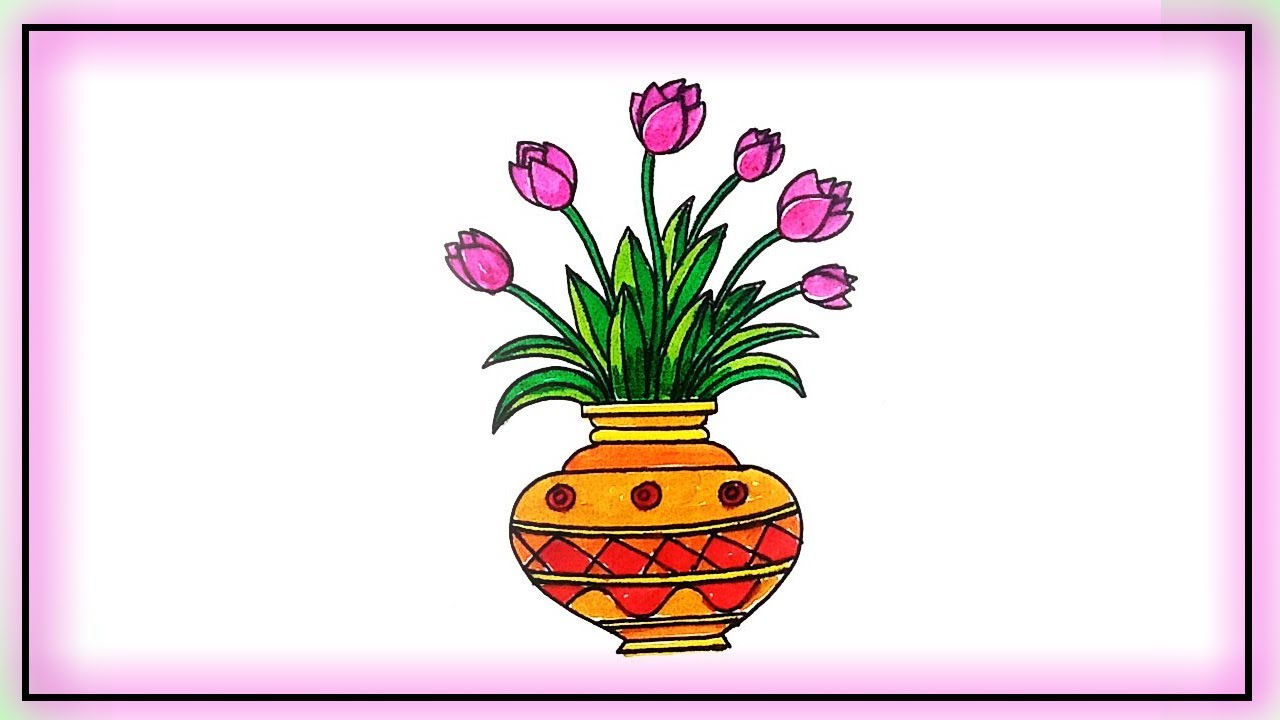 easy flower vase drawing / flower pot drawing easy /