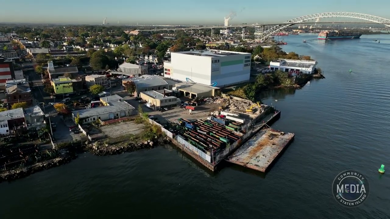 Aerial View of the Entire Staten Island Shoreline in 4K