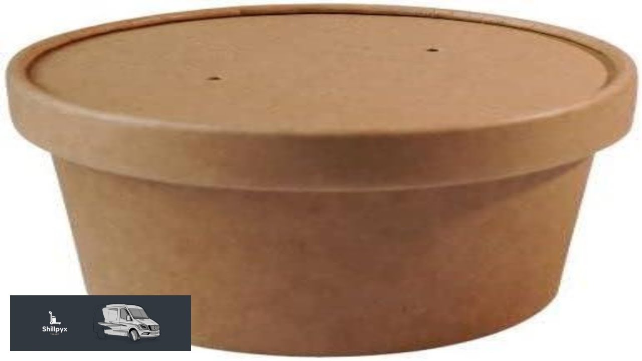 EcoQuality 100 Pack 12 oz Disposable Kraft Paper Soup Containers with Vented