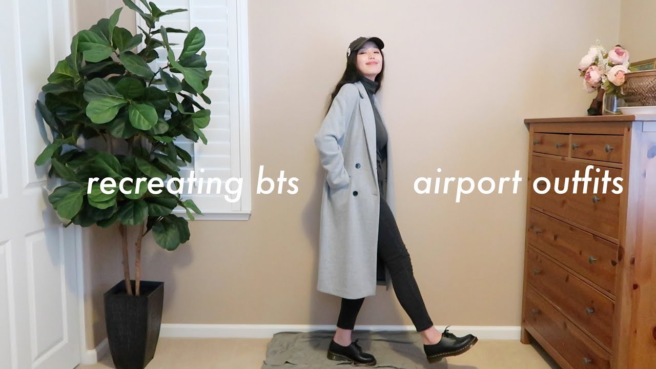 Kpop Fashion: recreating bts AIRPORT outfits with the clothes i have