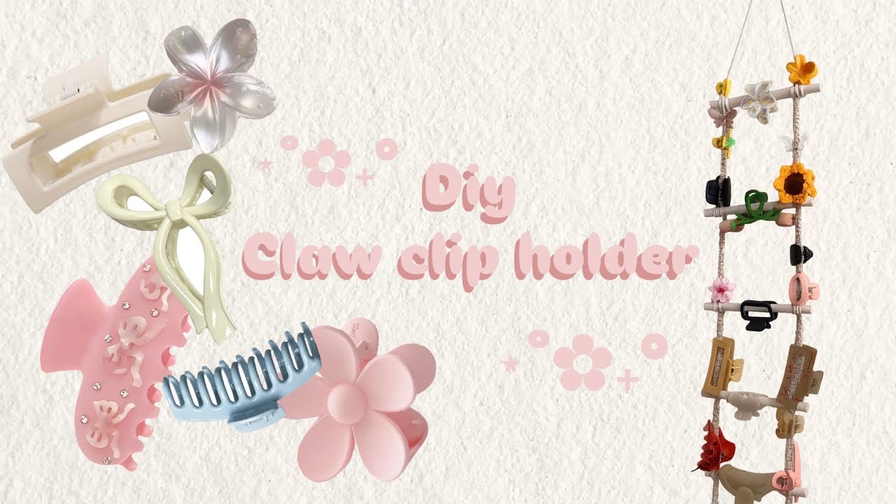 ✨ Claw Clip Holder DIY | Yarn Wall Organizer for Hair Accessories | how to make a clay clip holder