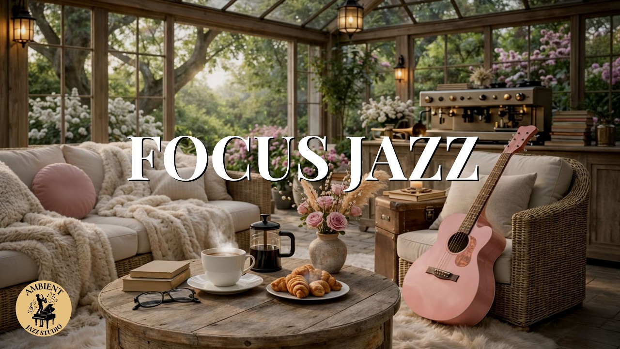 Deep Focus Jazz ☕ Soft Piano for Work & Study | Cozy Café Ambience 🌸🎹