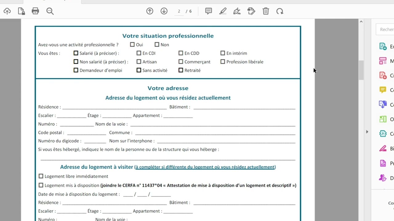 Formulaire de demande 